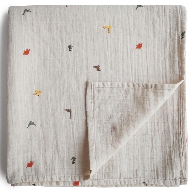 Maxi lange en coton bio dinosaure (120 x 120 cm)