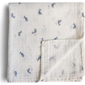 Maxi lange en coton bio baleine (120 x 120 cm)