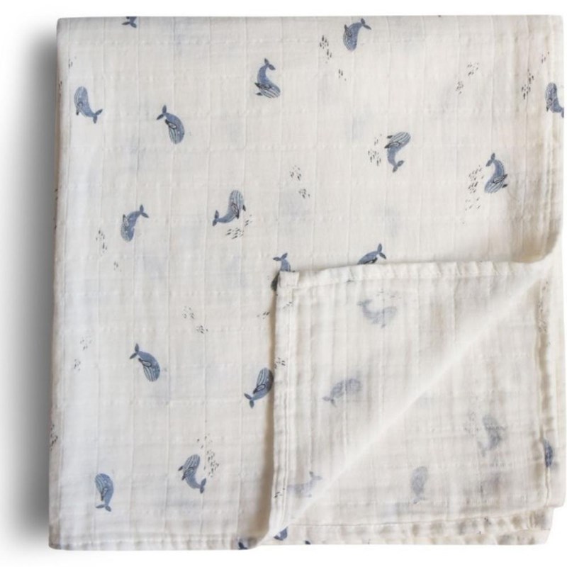 Maxi lange en coton bio baleine (120 x 120 cm)