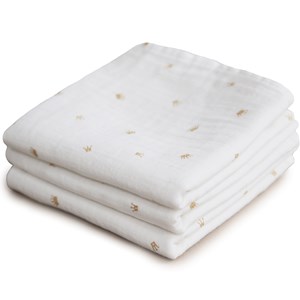 Lot de 3 langes en coton bio crowns (60 x 60 cm)