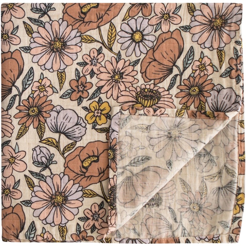Maxi lange en coton retro flowers (120 x 120 cm)