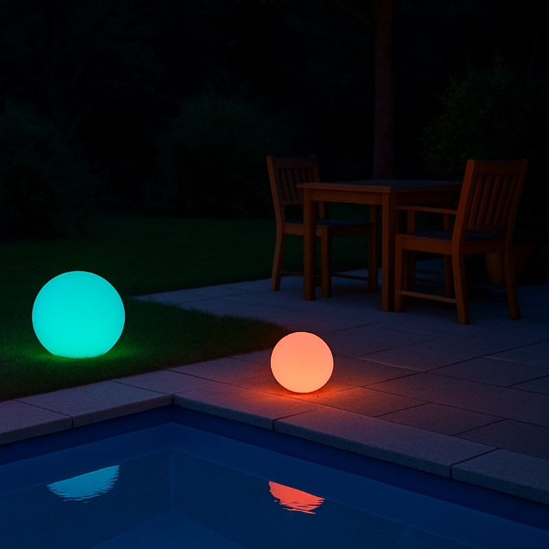 Boule lumineuse couleurs animées d.20cm