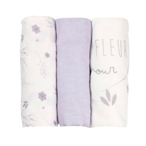 Lot de 3 langes lilas 70x70 cm