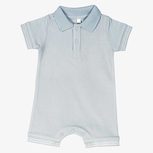 Combishort bébé en maille piquée bleu 12