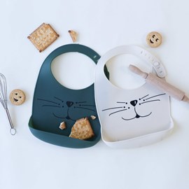 Bavoir silicone avec récupérateur vert s