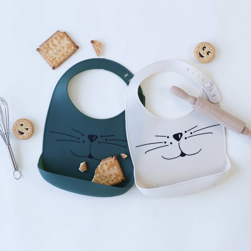 Bavoir silicone avec récupérateur vert s