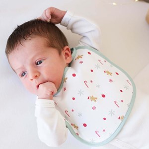 Lot de 2 bavoirs naissance de noël blanc