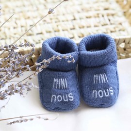 Chaussons naissance - mini nous bleu mar