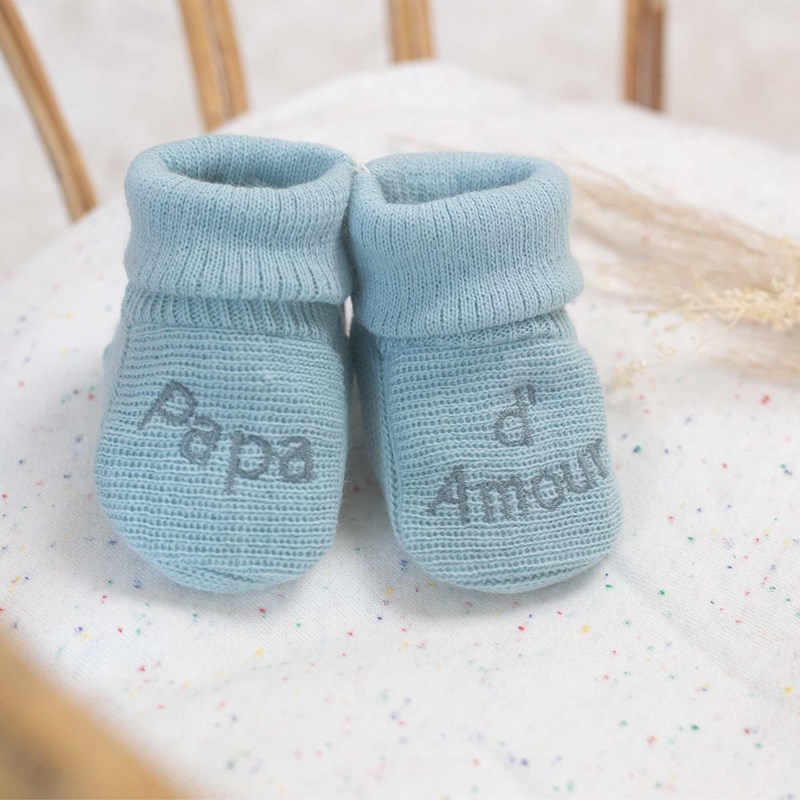 Chaussons naissance - message papa d'amo