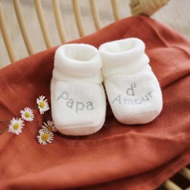 Chaussons naissance - message papa d'amo