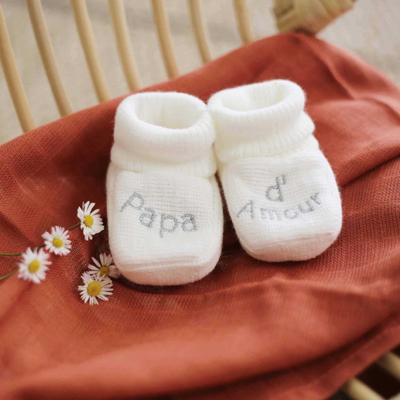 Chaussons naissance - message papa d'amo