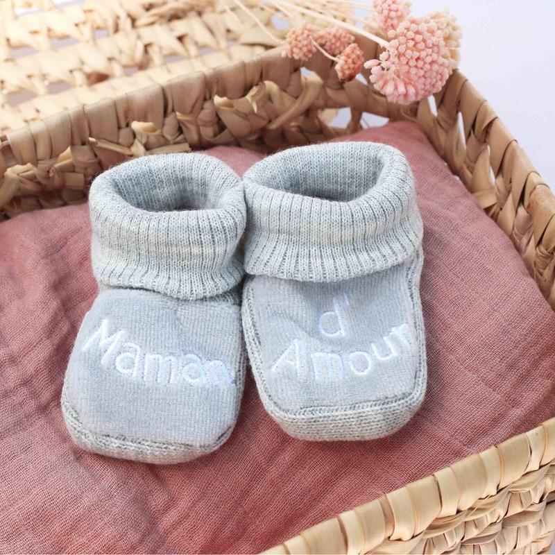 Chaussons naissance - message maman d'am
