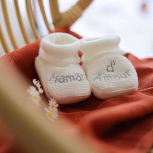 Chaussons naissance - message maman d'am