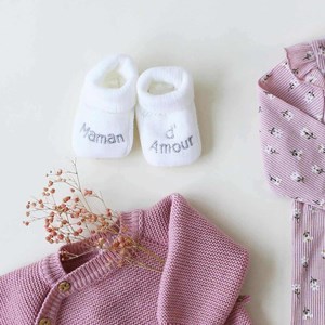 Chaussons naissance - message maman d'am
