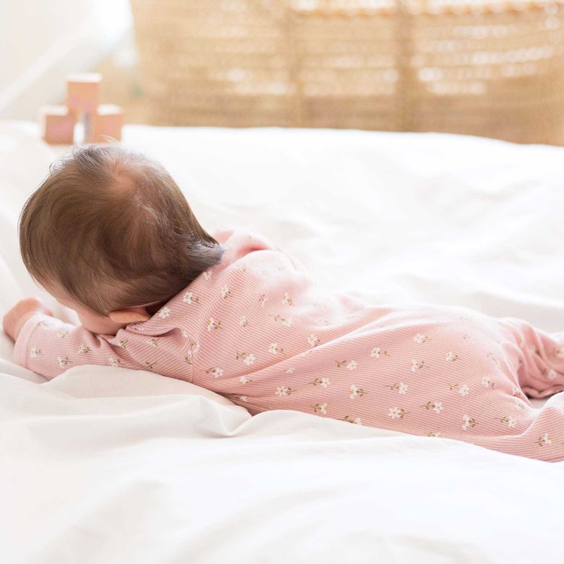 Dors-bien maille côtelée en coton rose 0