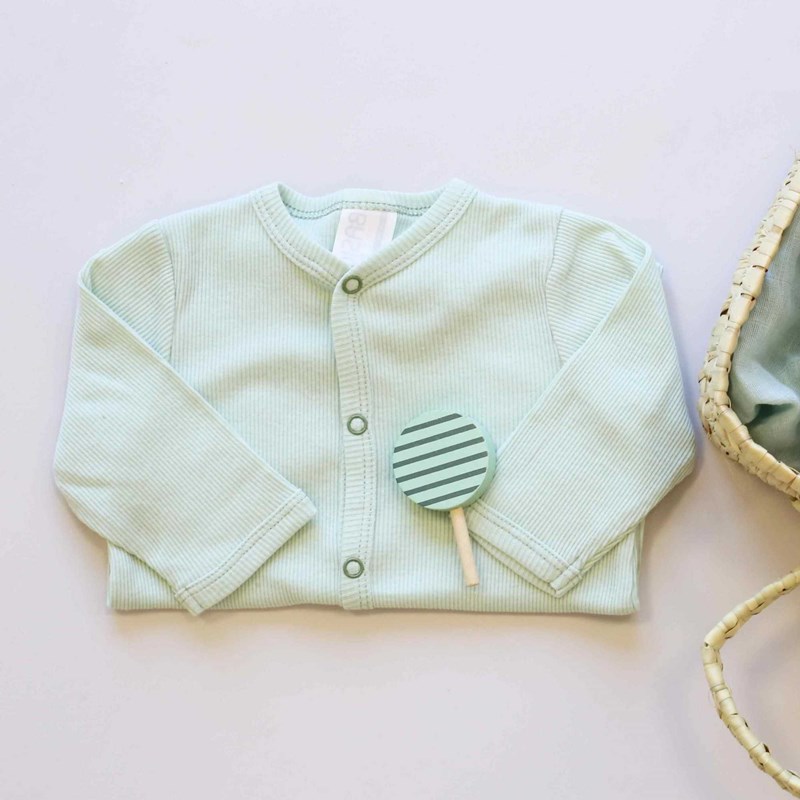 Dors-bien maille côtelée en coton vert 3