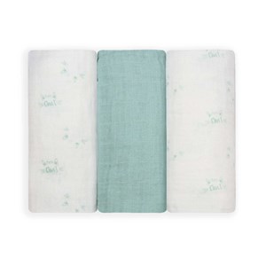 Lot de 3 langes bébé motif chats vert 70