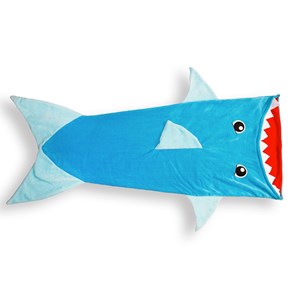 Plaid polaire forme housse requin bleu