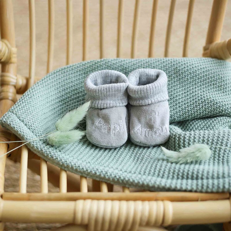 Chaussons bébé avec broderie papi d'amou