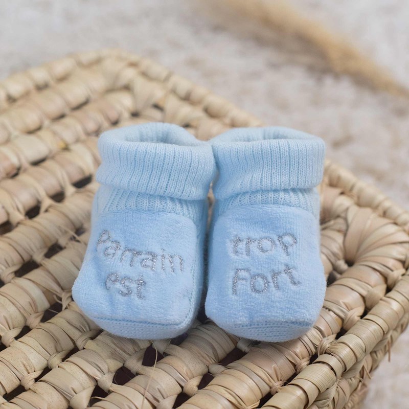 Chausson brodé parrain est trop fort ble