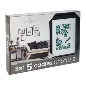 Set de 5 cadres photos noir tropical