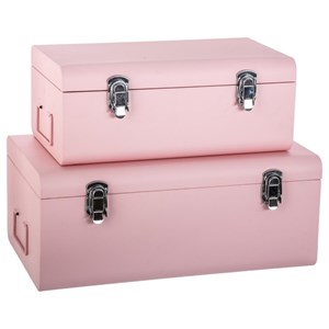 Lot de 2 cantines métal rose forme valis