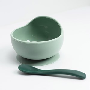 Kit repas silicone bébé - 2 pièces vert