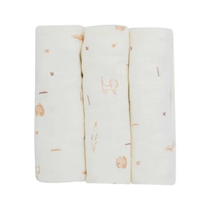 Lot de 3 langes en coton bébé beige 70x7