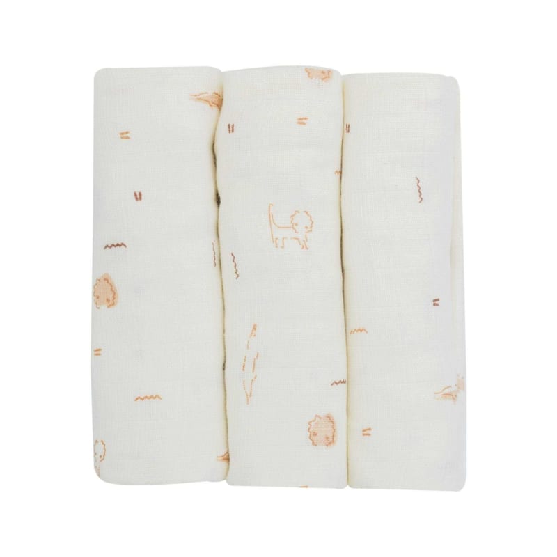 Lot de 3 langes en coton bébé beige 70x7 (Trois Kilos Sept) - Image 1