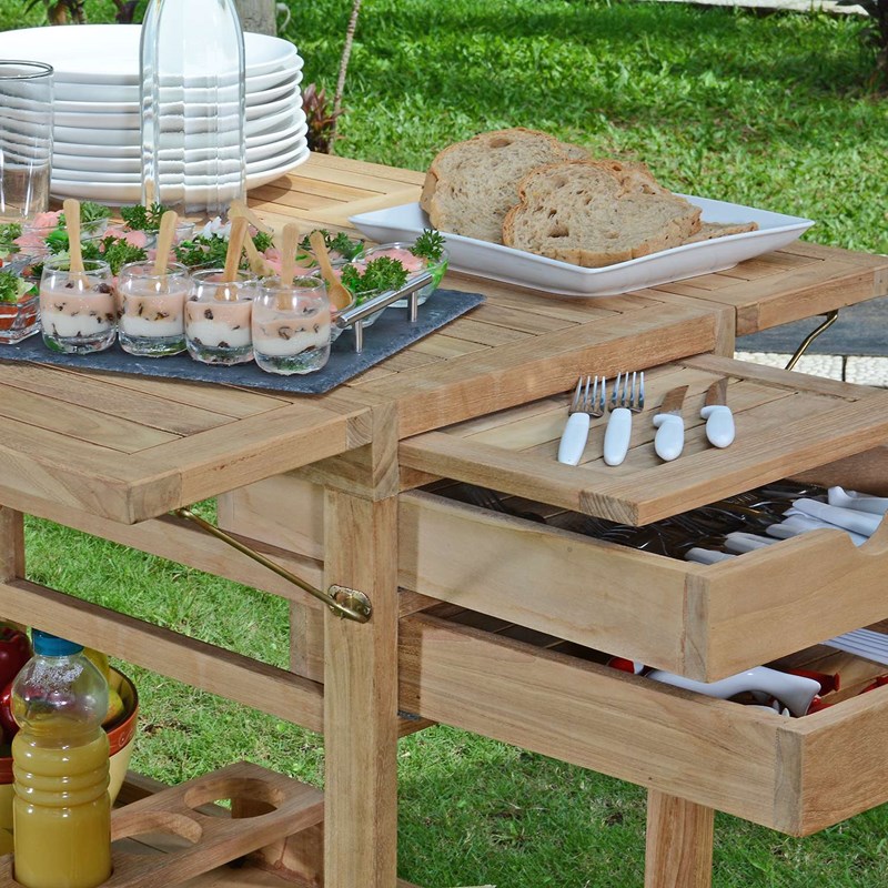 TECK'Attitude - Desserte roulante en teck ecograde  part