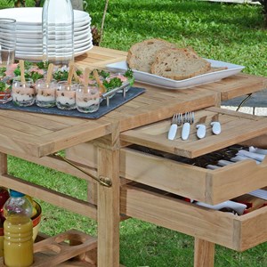 Desserte roulante en teck ecograde  part