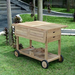 Desserte roulante en teck ecograde  part