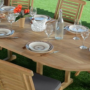 Table ovale teck vérone 160/240 x 100 cm