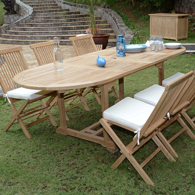 TECK'Attitude - Salon de jardin teck tanao 1,60/2,40 m