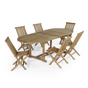 Salon de jardin teck tanao 1,60/2,40 m