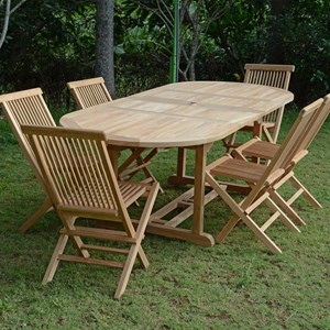 Salon de jardin teck tanao 1,60/2,40 m