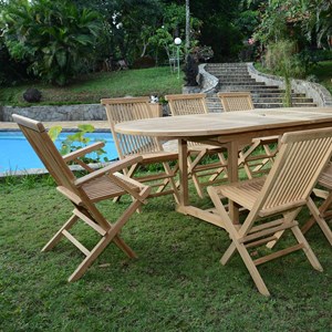 Salon de jardin teck bora-bora 1,6/2,4 m