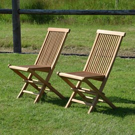 Lot de 2 chaises pliantes en teck java