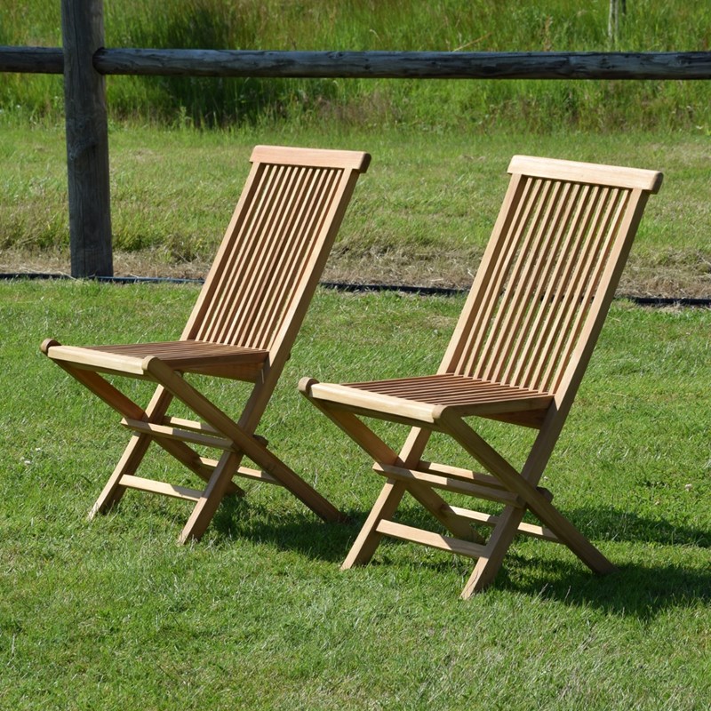 TECK'Attitude - Lot de 2 chaises pliantes en teck java