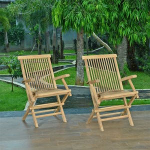 Lot de 2 fauteuils pliants en teck java