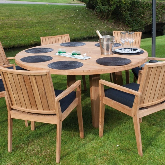  Table  ronde  teck  recycl  165cm kingsport Nature 