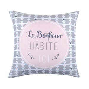 Coussin 40x40 cm joie bonheur rose