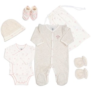 Tenue de naissance - fleurs ecru 1 mois