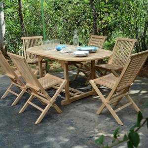 Salon de jardin teck manille 1.2 à 1,8 m