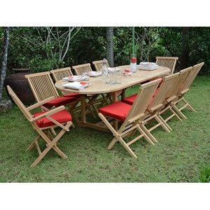 Salon de jardin teck aore 1.60 à 2.40 m