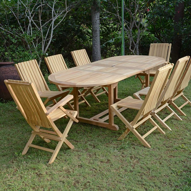 TECK'Attitude - Salon de jardin teck fuji 1.60 à 2.40 m