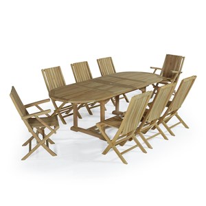 Salon de jardin teck fuji 1.60 à 2.40 m