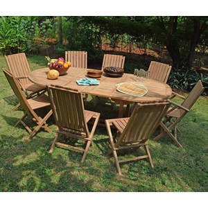 Salon de jardin teck fuji 1.60 à 2.40 m