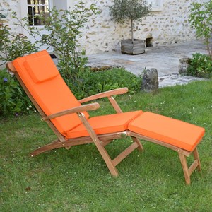 Matelas orange pour chaise longue