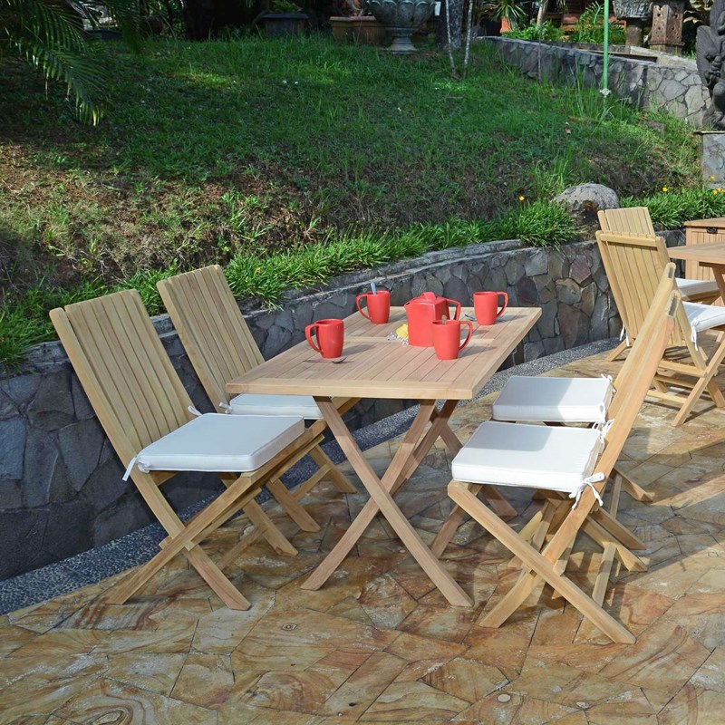TECK'Attitude - Salon de jardin teck masaï + 4 chaises